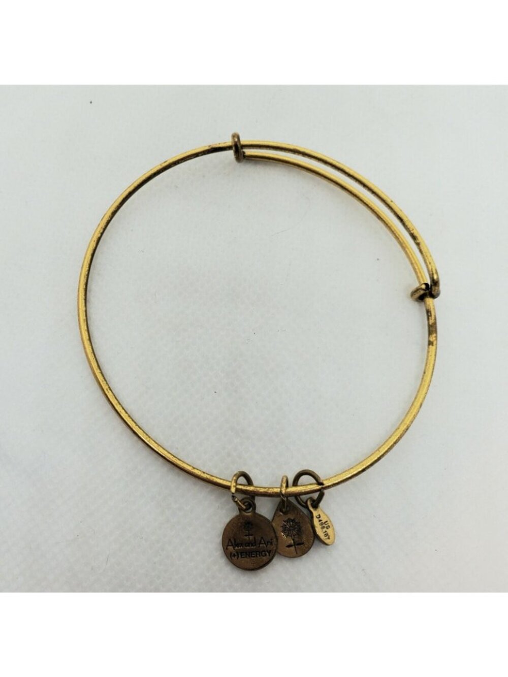 Alex and Ani Bangle Charm Bracelet Goldtone infused +Energy Technology Flower - Picture 3 of 10